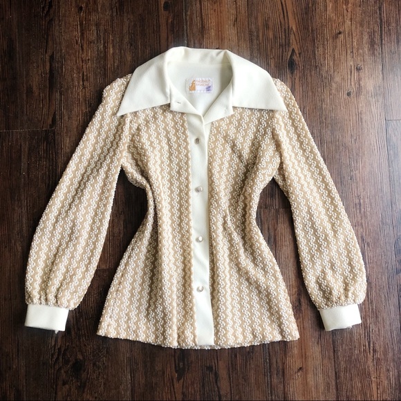 Vintage Gold Metallic Retro Blouse - Picture 1 of 7